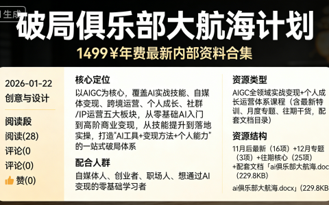 《破局俱乐部》大航海计划：1499￥年费最新内部资料合集