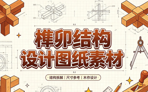 榫卯结构设计图纸素材，古建筑工匠工艺图解